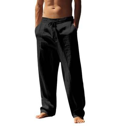 Herren Leinenhose Bequem Elastischer Bund Sommerhose