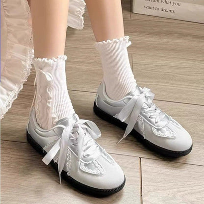 Damen Sneaker Elegant Satinband Damen Schuhe