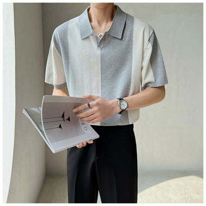 Herren Poloshirt Modern Farbblockdesign Locker