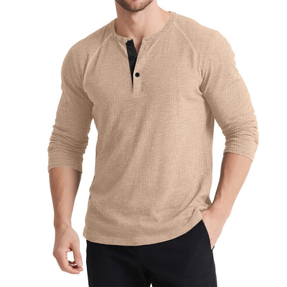 Herren Langarmshirt Knopfleiste Strukturiert Modern Berlin