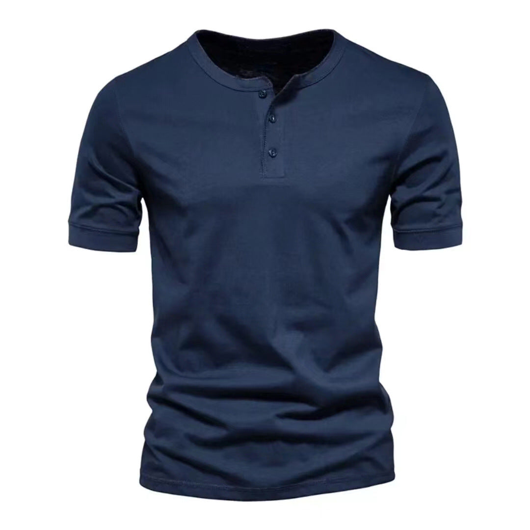 Herren Kurzarm-Shirt mit Knöpfen Bequem Modern