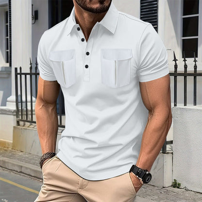 Herren Polohemd Kurzarm Modern mit Taschen