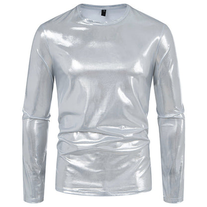 Herren Langarmshirt Glänzend Reflektierend Modern