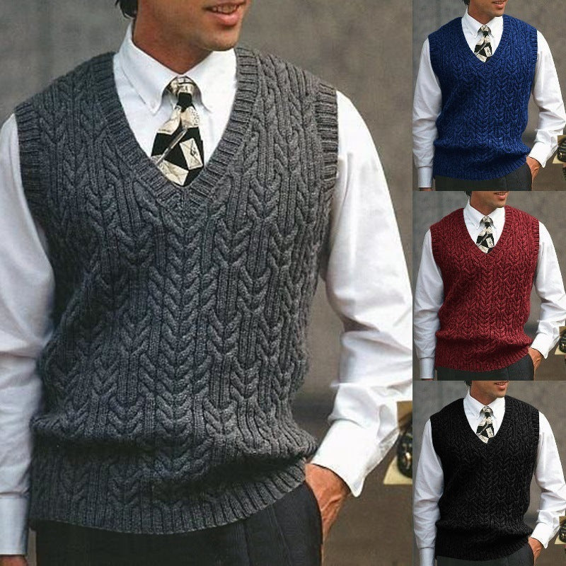 Herren Strickweste Zopfmuster Modern Flachstrick - BerlinGlamour