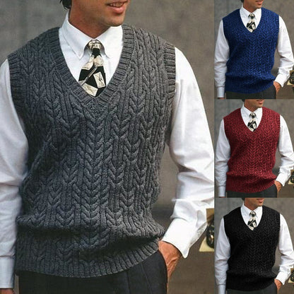 Herren Strickweste Zopfmuster Modern Flachstrick - BerlinGlamour