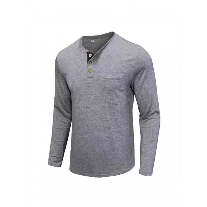 Der neue Titel wäre: Herren Langarmshirt mit modischem Stehkragen und eleganter Knopfleiste