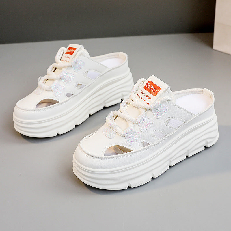 Damen Sneaker Bequem Chunky Slip-On mit Glitzer