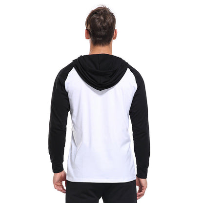 Herren Hoodie Langarmshirt Mit Kontrastärmel Modern