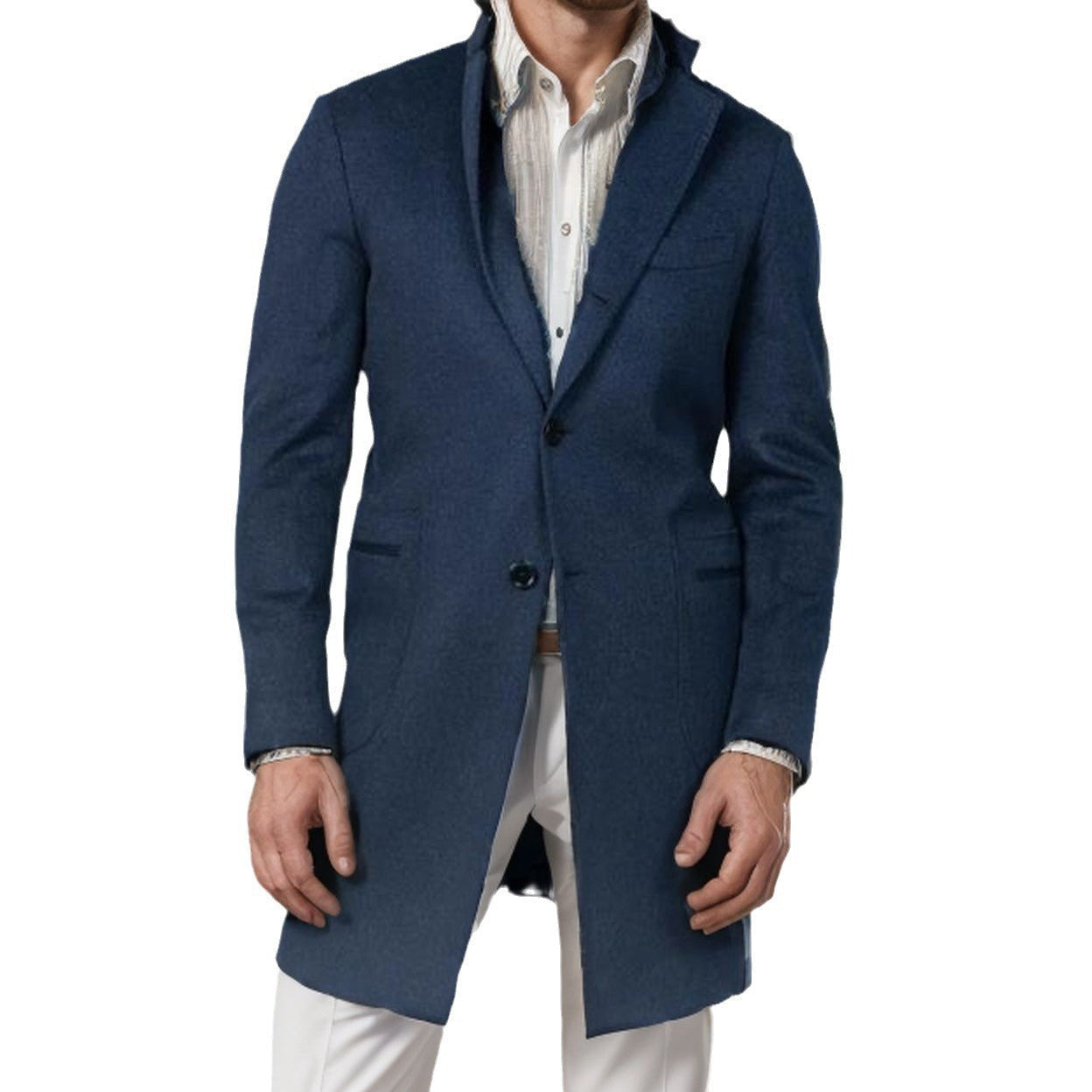 Herren Wollmantel Elegant Slim Fit schwarz