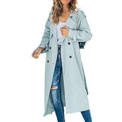 Damen Trenchcoat Elegant mit Gürtel und Knöpfen Modern