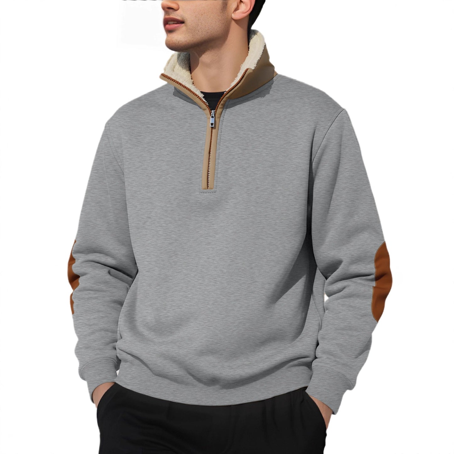 Herren Fleece-Pullover Hochkragen Warm Elegante Kontraste