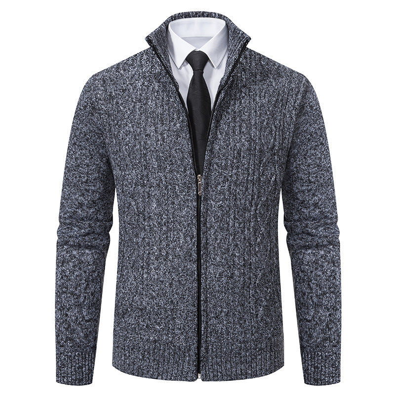 Herren Strickjacke Stehkragen Musterung Modern