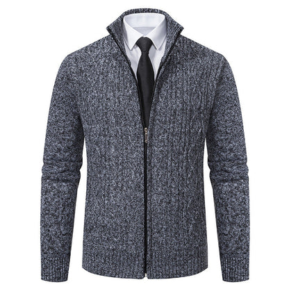 Herren Strickjacke Stehkragen Musterung Modern