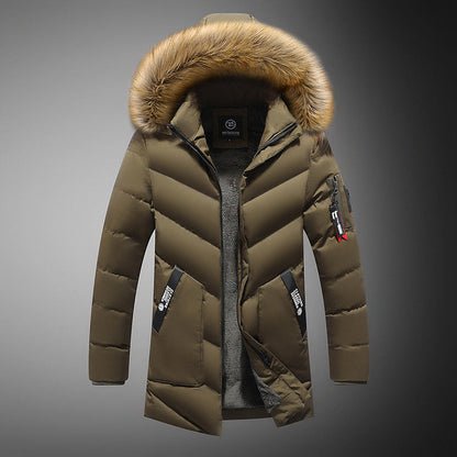 Herren Winterjacke Steppjacke Abnehmbarer Fellkragen Praktisch