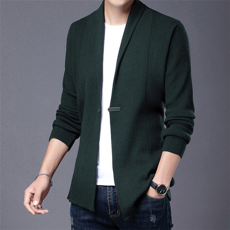 Herren Strickjacke Langarm Modern Schalkragen Asymmetrisch