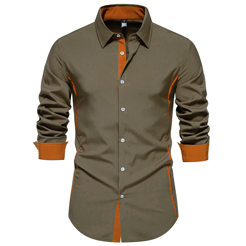 Herren Langarmhemd Elegantes Business Hemd Mit Kontrast