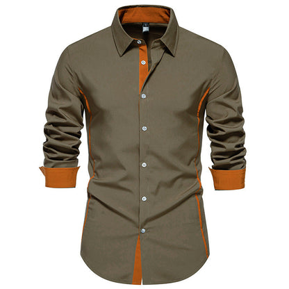 Herren Langarmhemd Elegantes Business Hemd Mit Kontrast