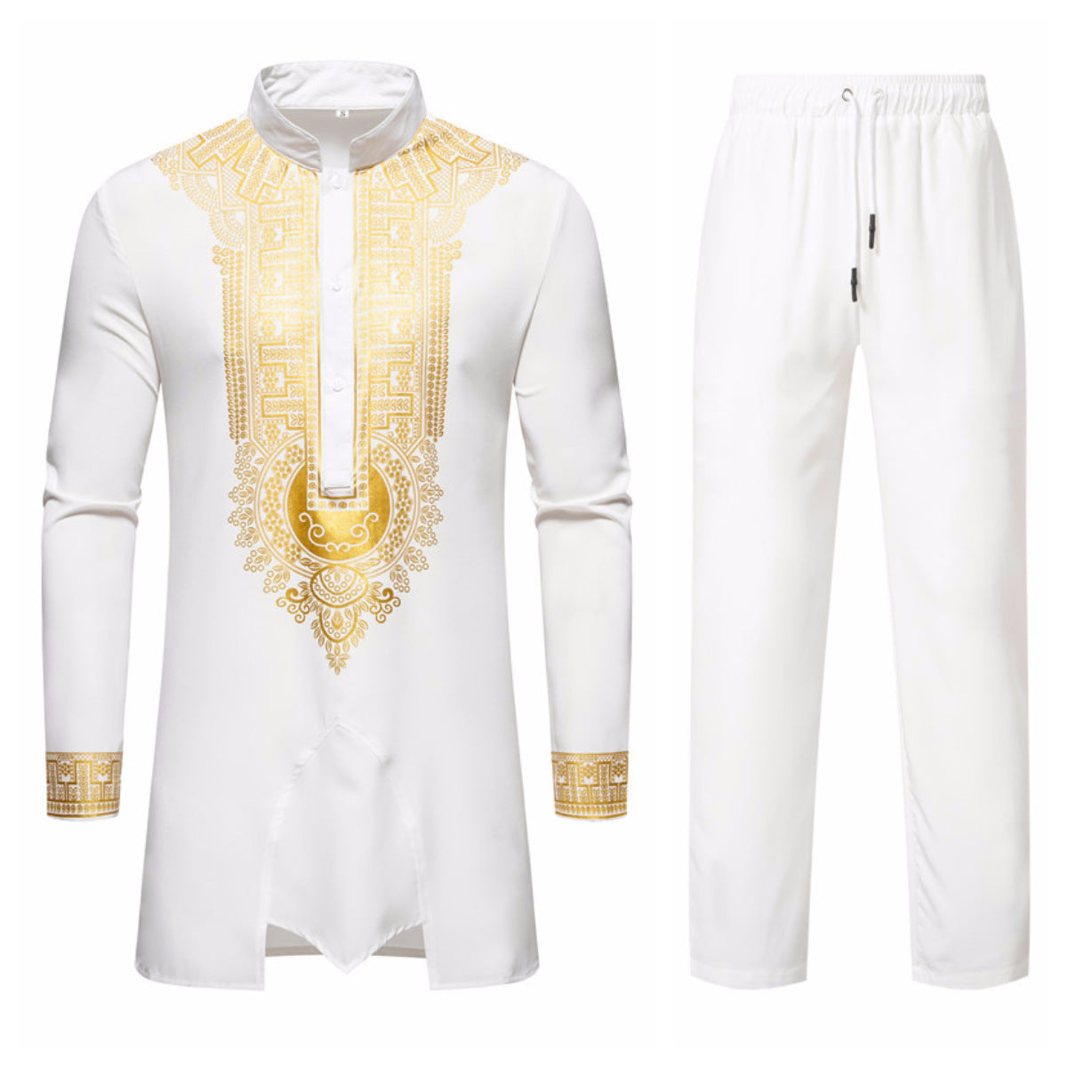 Herren elegante Tunika mit kunstvoller Stickerei und passender Hose BerlinGlamour