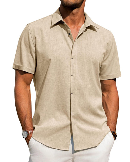 Herren Kurzarmhemd Modern mit Struktur und Slim-Fit Kragen