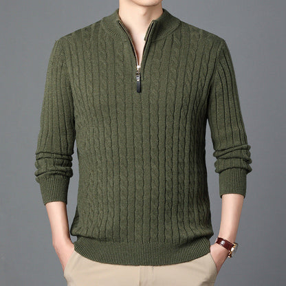 Strickpullover Herren Modern mit Reißverschluss und Struktur Details