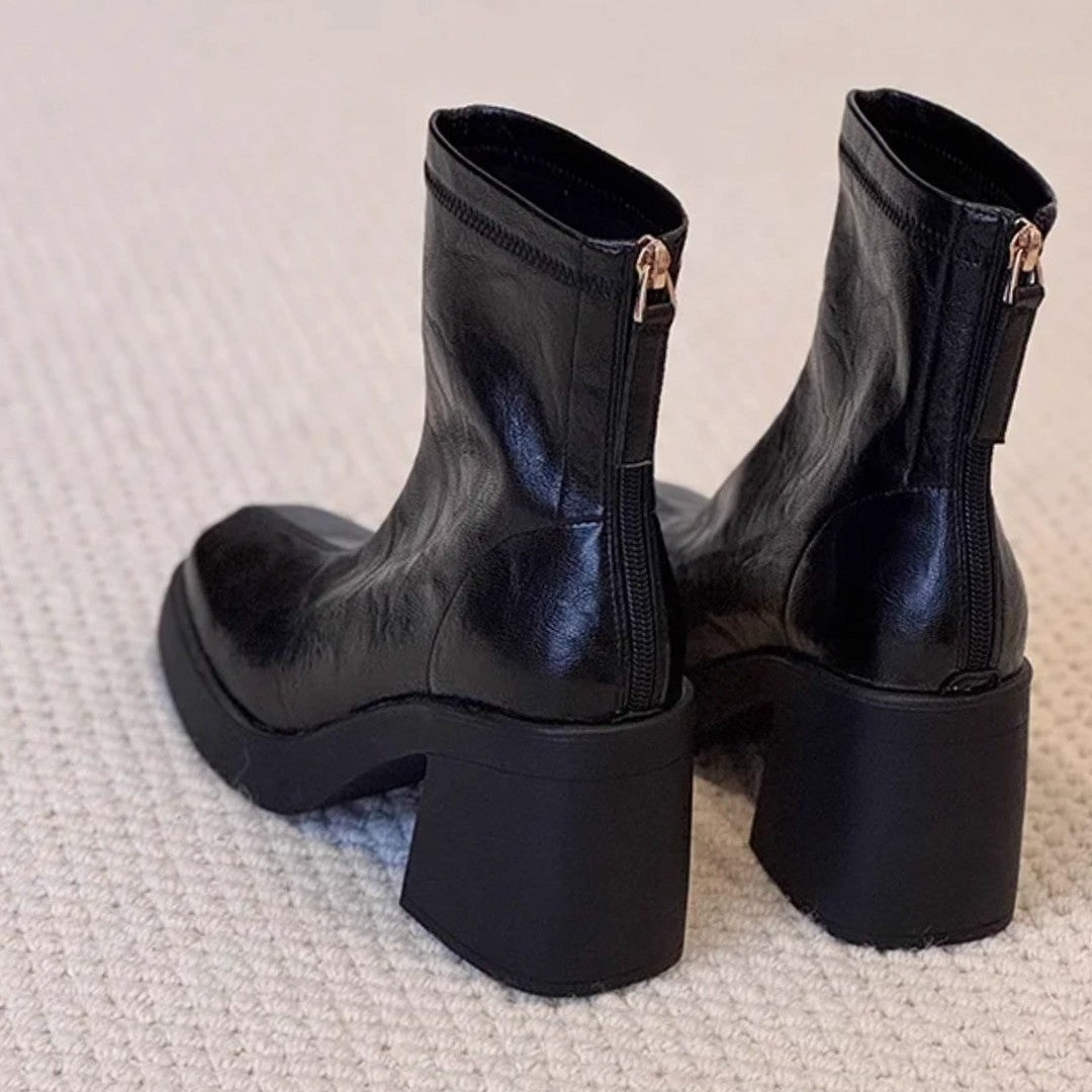 Damen Stiefeletten Elegant Blockabsatz Modern