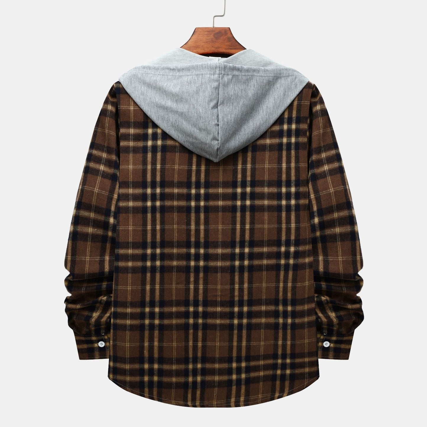 Herren Karohemdjacke Lässig Mit Kapuze Modern