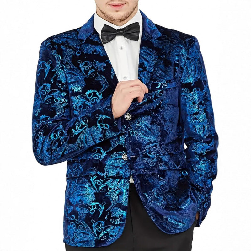 Herren Blazer Samt mit Floralmuster Elegant