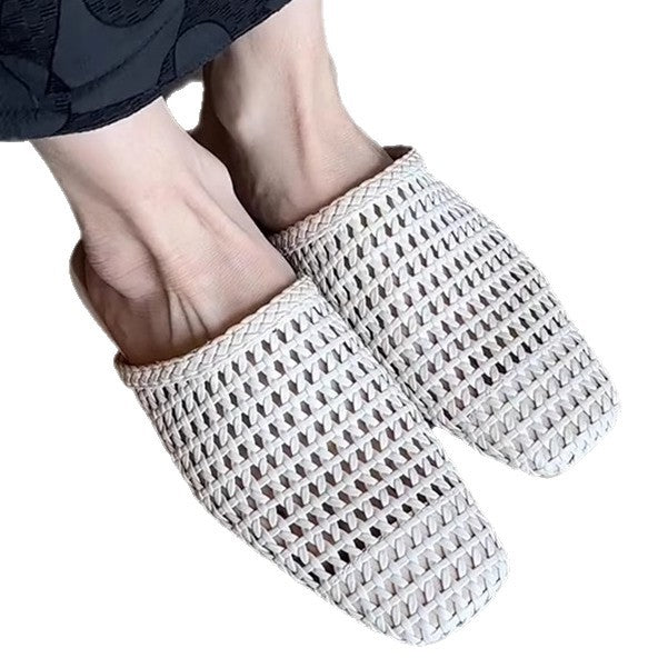 Damen Pantoletten Bequem Handgewebt Modern