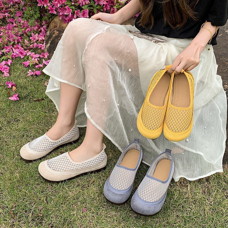 Damen Ballerinas atmungsaktiv Netzmaterial Bequem