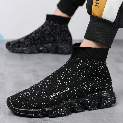 Damen Sneaker Slip-On Hoch Strick Bequem Mode