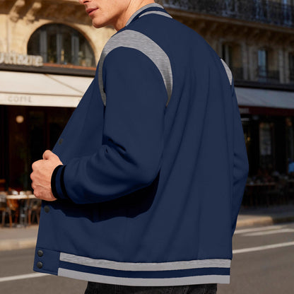 Herren Collegejacke Lässig Mit Druckknöpfen Elastisch