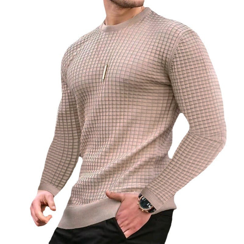 Herren Strickpullover Modern Rundhals mit Struktur Look