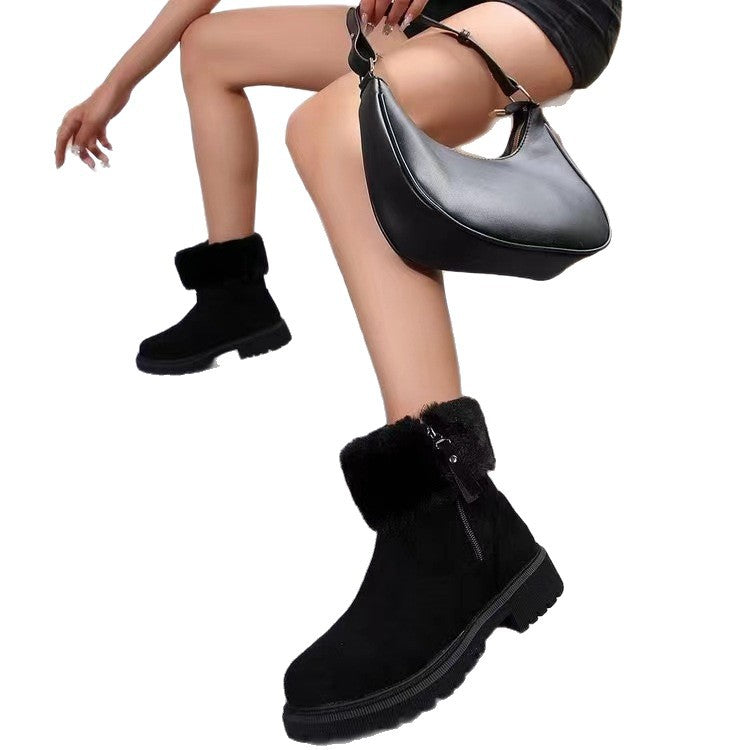 Damen Winterstiefel Gefüttert Warm mit Kunstfell und Rutschfesten Sohlen