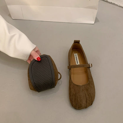 Damen Mokassins mit Riemen und Schnalle Modisch