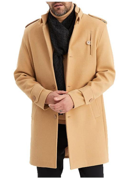 Herren Übergangsmantel Modern mit Taschen Stehkragen Elegant