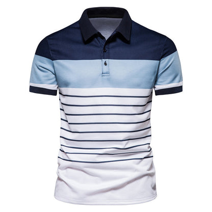 Herren Polo-Shirt Streifenmuster Baumwolle Modern