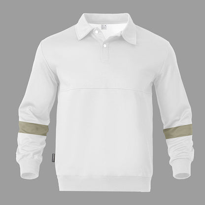 Herren Langarm-Polo Sportlich Modern Kontrastärmel