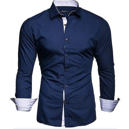 Elegantes Herren Langarmhemd Modern Kontrastmanschetten