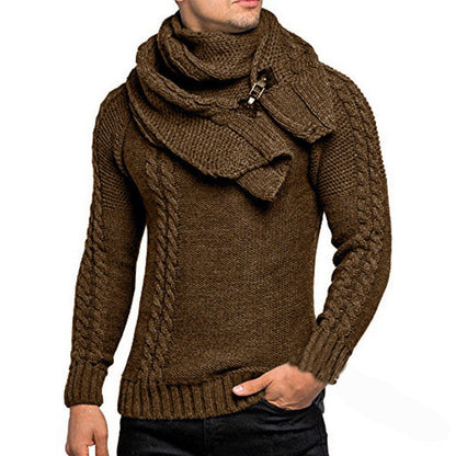 Grobstrickpullover Herren mit Schal Warm und Bequem