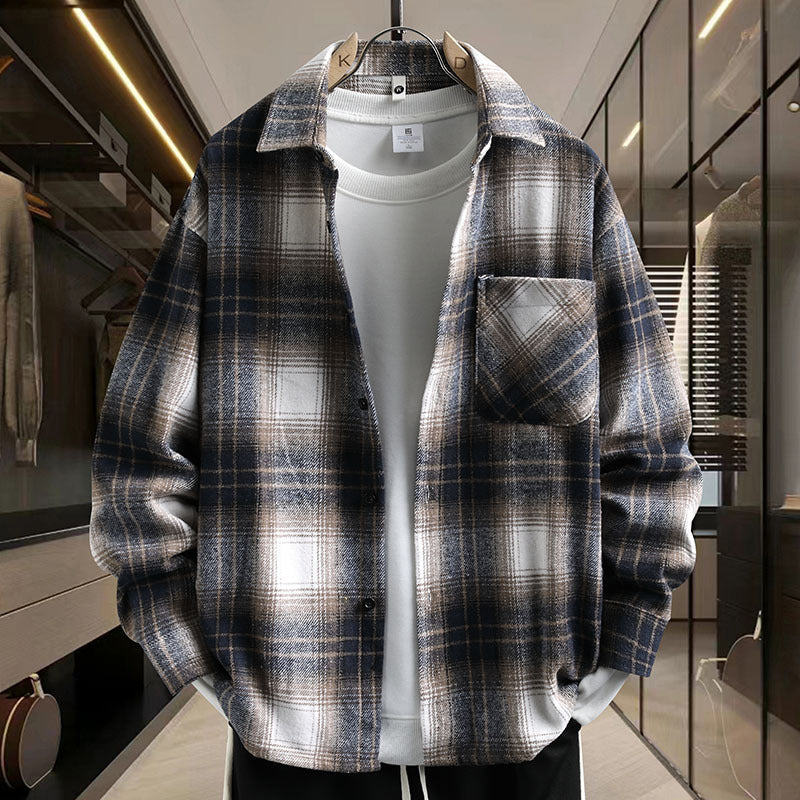 Herren Karo Shirtjacke Modern Sportlich