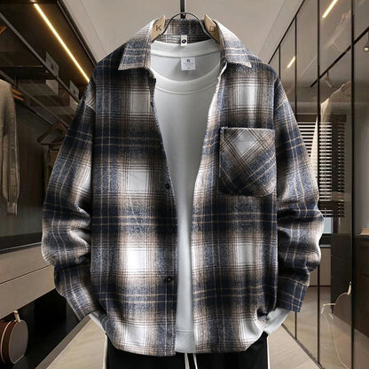 Herren Karo Shirtjacke Modern Sportlich