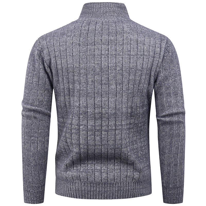 Herren Strickpullover Modern mit Reißverschluss und Rippenoptik