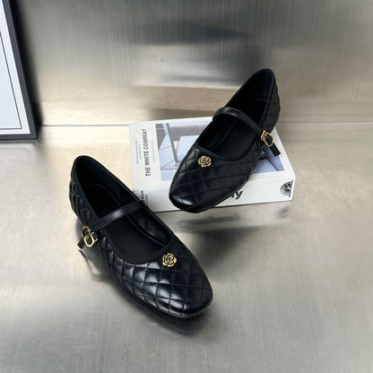 Damen Ballerinas Elegant Bequem Riemen Schuhe