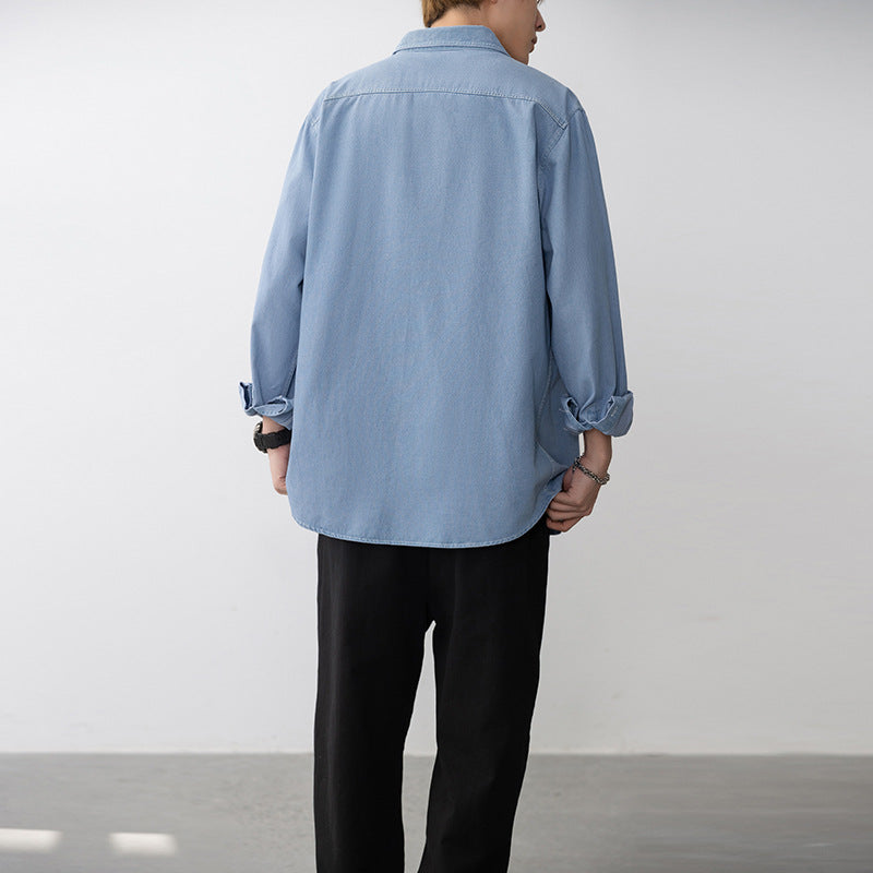 Herren Jeanshemd Lässig mit Klappentaschen Modern