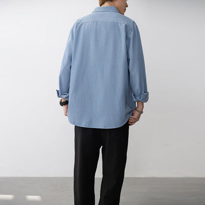 Herren Jeanshemd Lässig mit Klappentaschen Modern