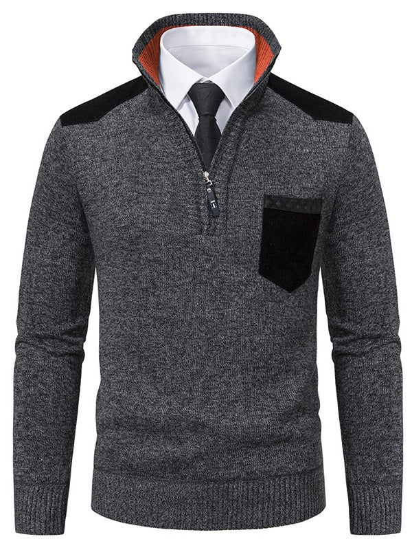 Herren Pullover Modern Kurz Reißverschluss Elegantes Design
