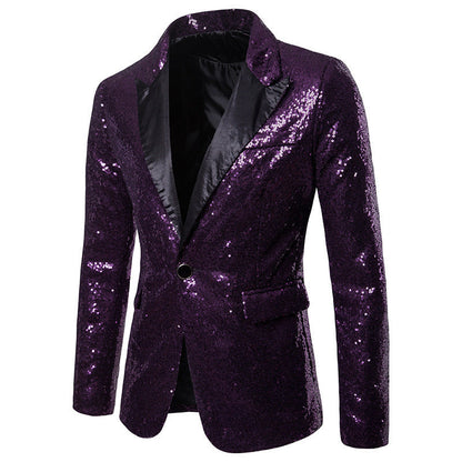 Herren Blazer Pailletten Luxus Moderner Schnitt