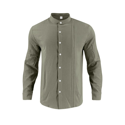 Herren Hemd Langarm Stehkragen Modern Elegant