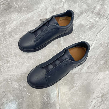 Damen Sneaker Slip-On Leder Schwarz Rutschfest