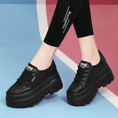 Damen Plateau Sneaker Rutschfest Schnüren Modisch